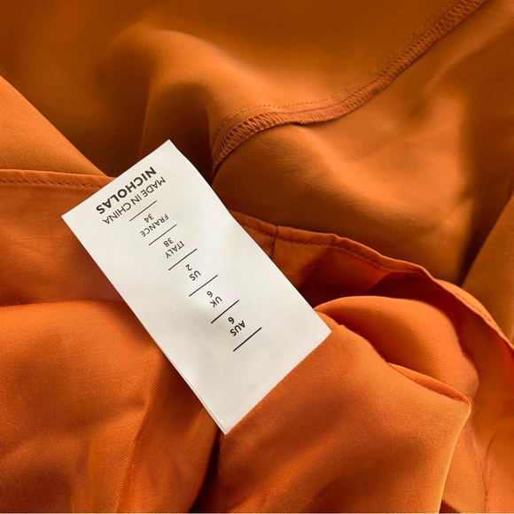 NICHOLAS ORANGE SILK MIDI SKIRT - Picture 14 of 16